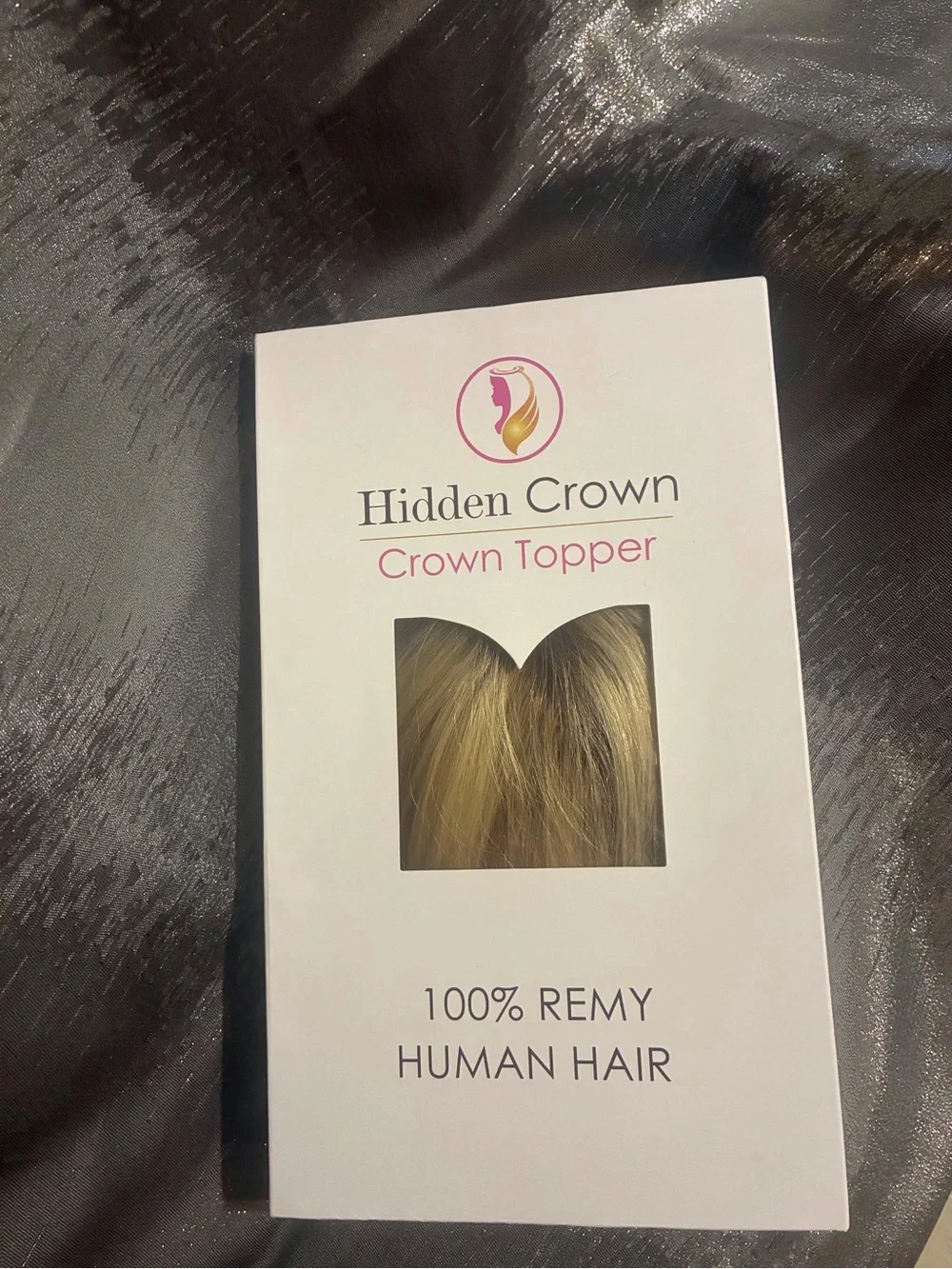 Hidden Crown human hair topper with Side Bangs - Classic Blonde w/roots